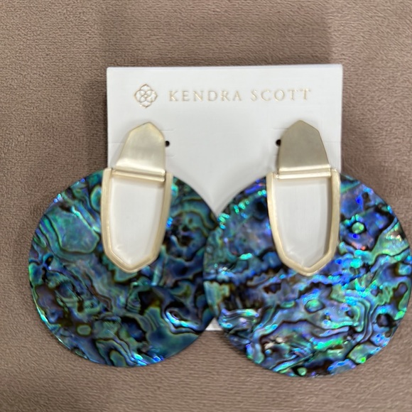 kendra Scott Diane gold plated over brass Abalone Shell statement Earrings - Picture 5 of 12